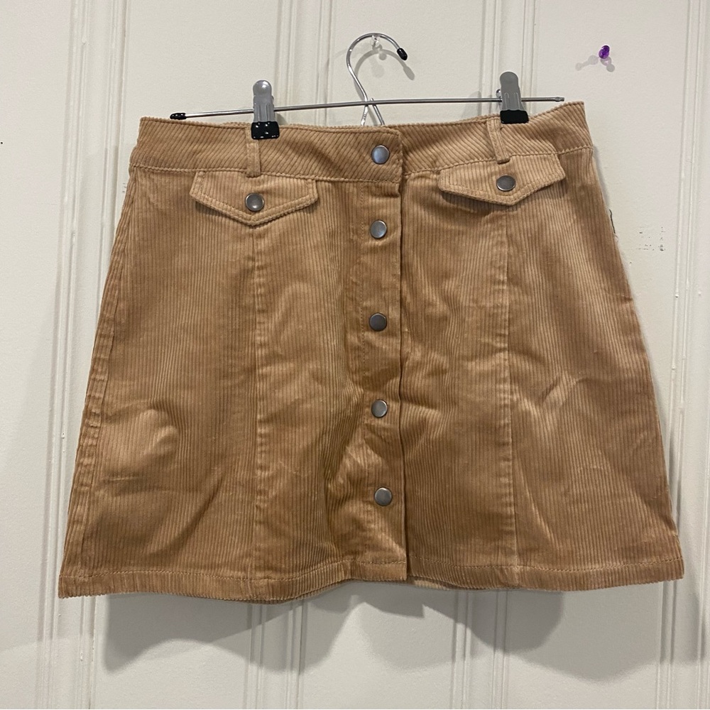 Beige brown Corduroy Mini Skirt